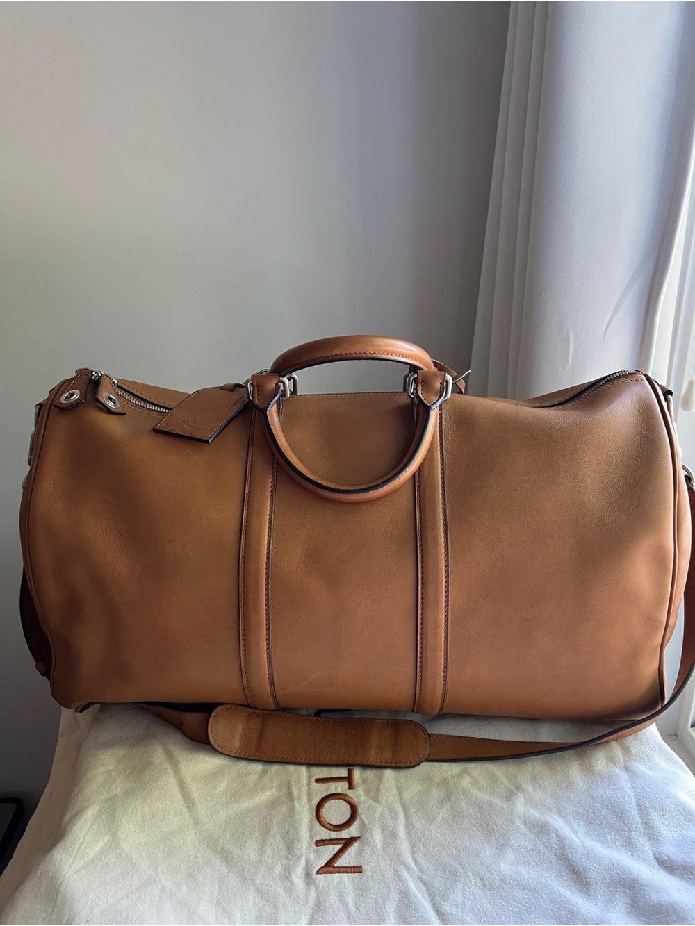 Louis Vuitton Keepall H30 Bandoulière 50 in Millesime Leather Tan - Picture 2 of 16